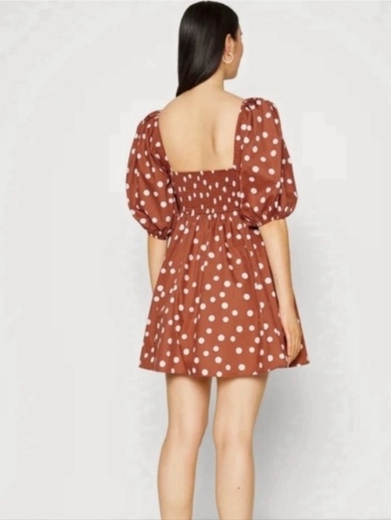 Abercrombie & Fitch Emerson brown & white Emerson polka dot mini dress Sz XL - Picture 2 of 6